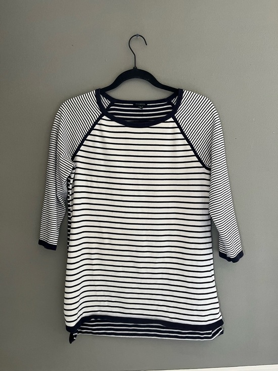 Talbots Tops - Talbots Black & White Striped Raglan Tee Classic Fit Preppy Nautical Small